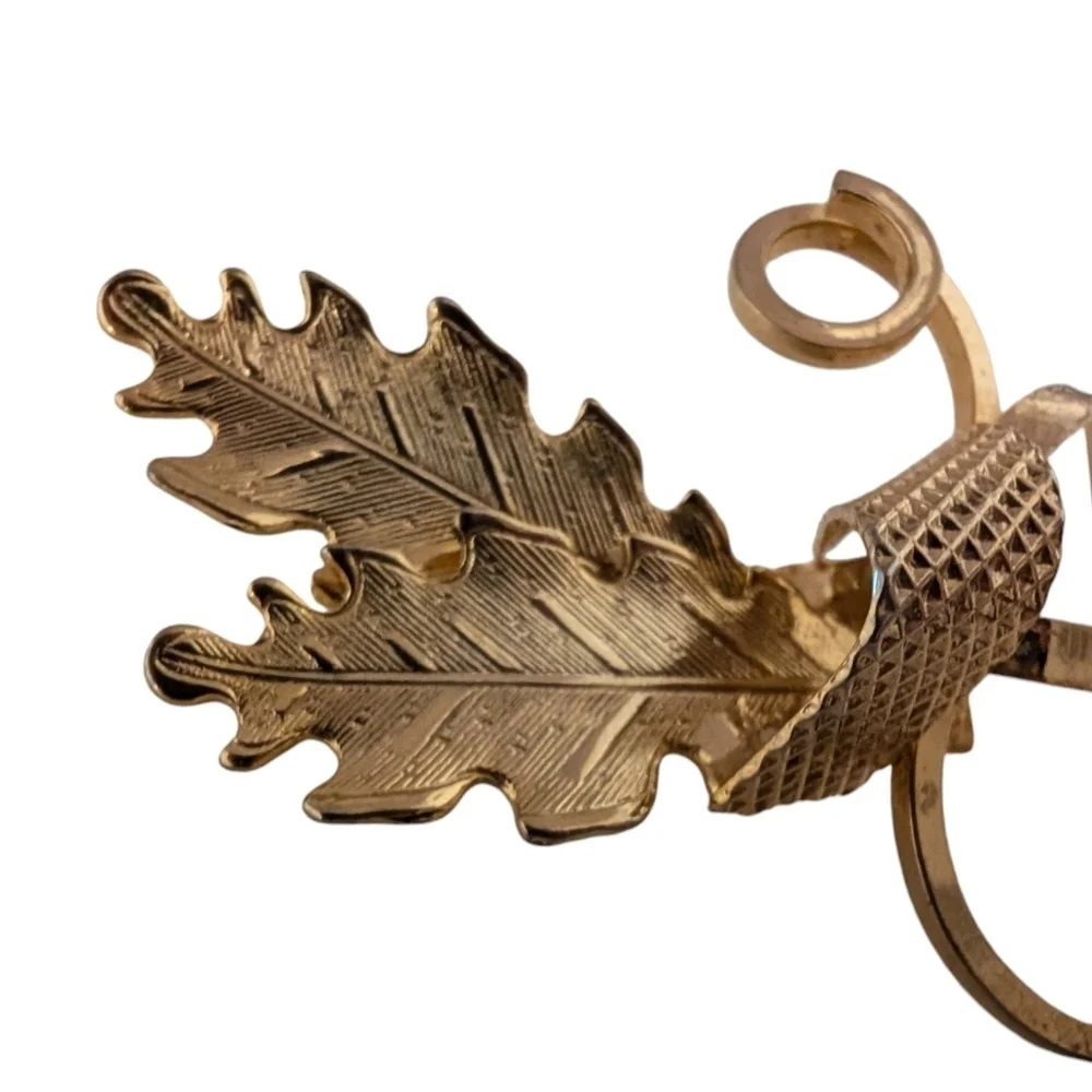 VINTAGE Gold Leaf Brooch Swirl Design Nature Pin Statement Jacket Jewelry